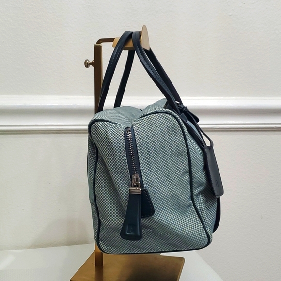 Bally small checkered bag Hand Bag Blue and White Canvas/Leather💙🤍 - Picture 7 of 17